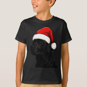 Black Lab Labrador Santa Hat Christmas Holiday Pet T-Shirt