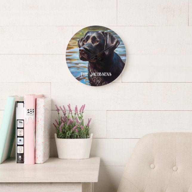 Black Lab & Lake Large Clock (Reading Room)
