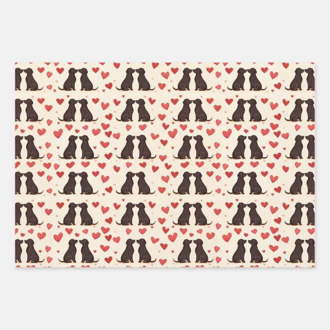 Black Lab Love - Valentine's Dog Wrapping Paper (Front)