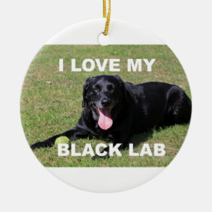 black lab love w pic ceramic ornament