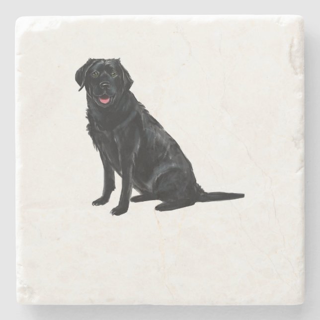 Black Lab Marble Drink Coasters - Custom Dog Name  (Front)