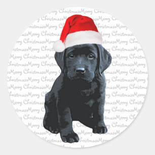 Black Lab Merry Christmas Puppy Santa Dog Labrador Classic Round Sticker