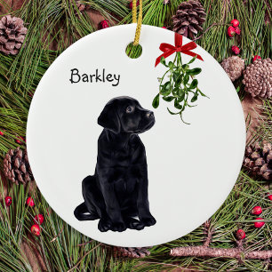 Black Lab Mistletoe Christmas Ornament