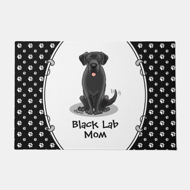 Black Lab Mom (Labrador Retriever Mom) Cute Dog Doormat (Front)