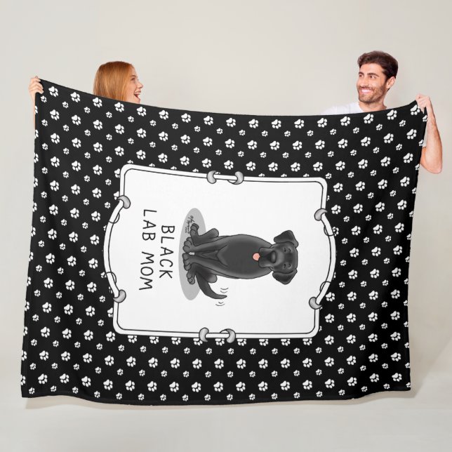 Black Lab Mom (Labrador Retriever Mom) Cute Dog Fleece Blanket (In Situ)
