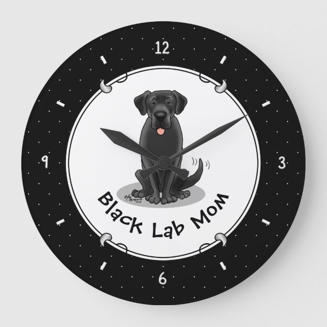 Black Lab Mom (Labrador Retriever Mom) Cute Dog Large Clock (Front)