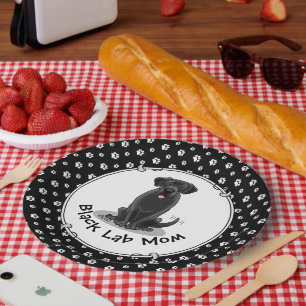 Black Lab Mom (Labrador Retriever Mom) Dog Mom Paper Plate