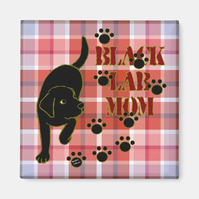 Black Lab Mom Plaid 2 Magnet (Front)