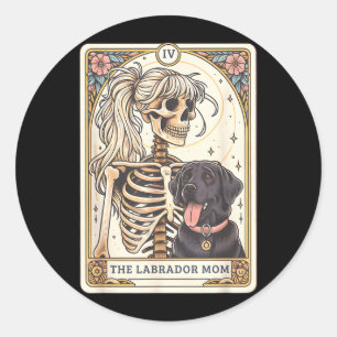 Black Lab Mom Tarot Card Black Labrador Skeleton Classic Round Sticker