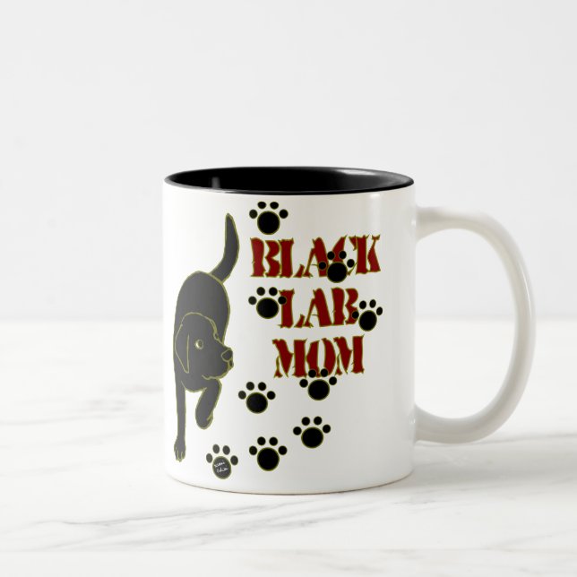 Black Lab Mom Two-Tone Coffee Mug (Right)