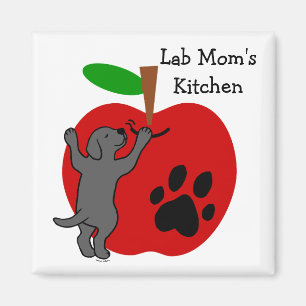 Black Lab Mom's Apple Fridge Magnet