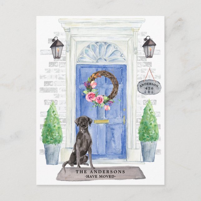 Black Lab Moving Announcement Postcard (Front)