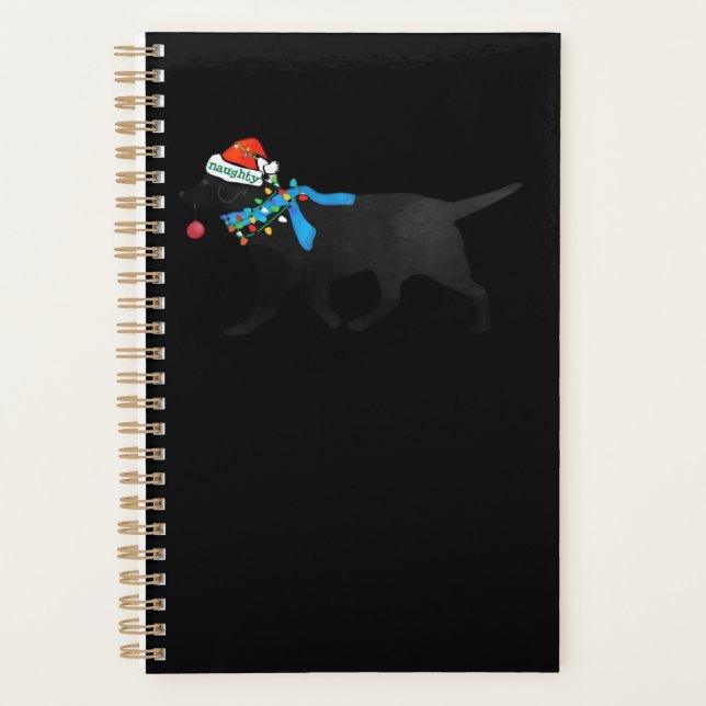 Black Lab Naughty Christmas Dog Classic T-Shirt Planner (Front)
