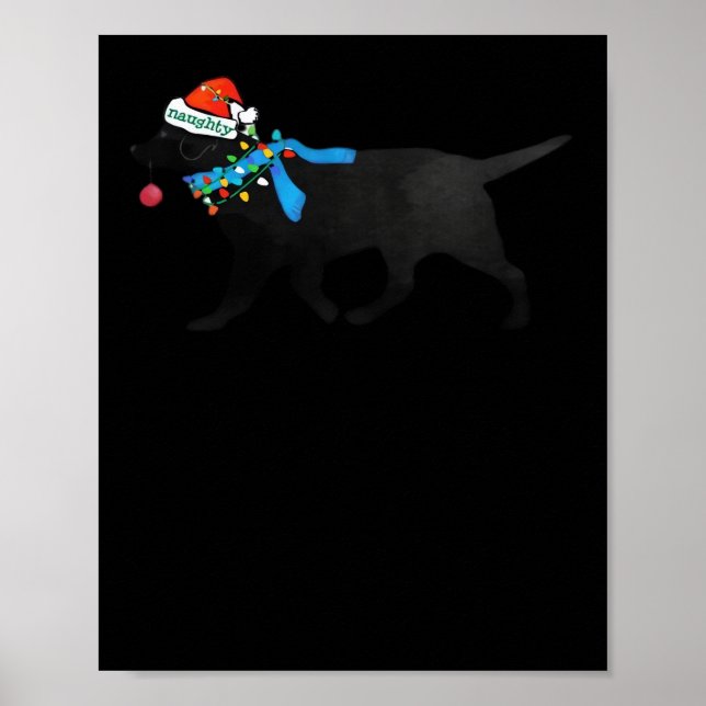 Black Lab Naughty Christmas Dog Classic T-Shirt Poster (Front)