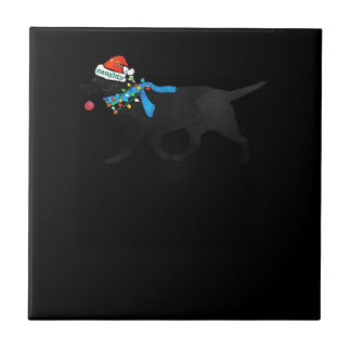 Black Lab Naughty Christmas Dog Classic T-Shirt Tile