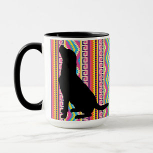 Black Lab on Bright Aztec Stripe Mug