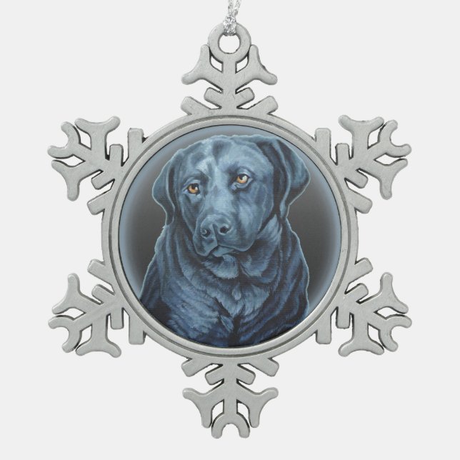 Black Lab Ornament Blue Dog Holiday Decoration (Front)