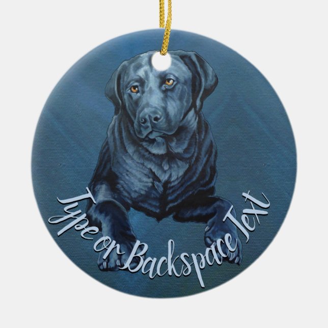Black Lab Ornament Personalized Dog Art Decoration (Front)
