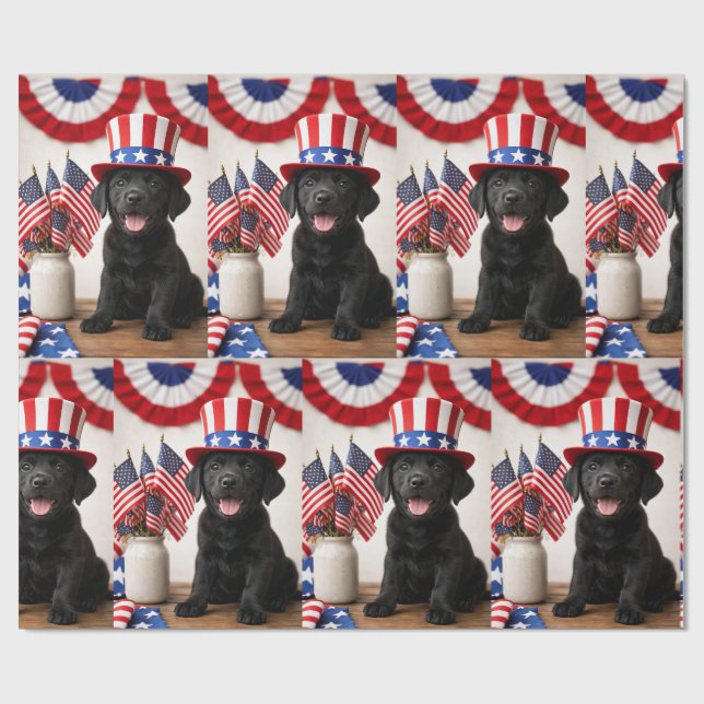 Black Lab Patriotic Uncle Sam Hat gift  Wrapping Paper (Flat)