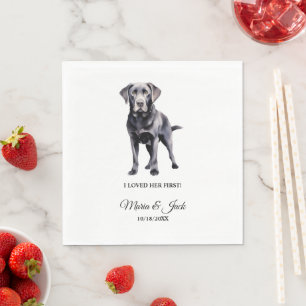 Black Lab Personalized Pet Wedding Cocktail Napkin