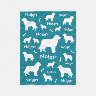 Black Lab Personalized Teal Dog Fleece Blanket