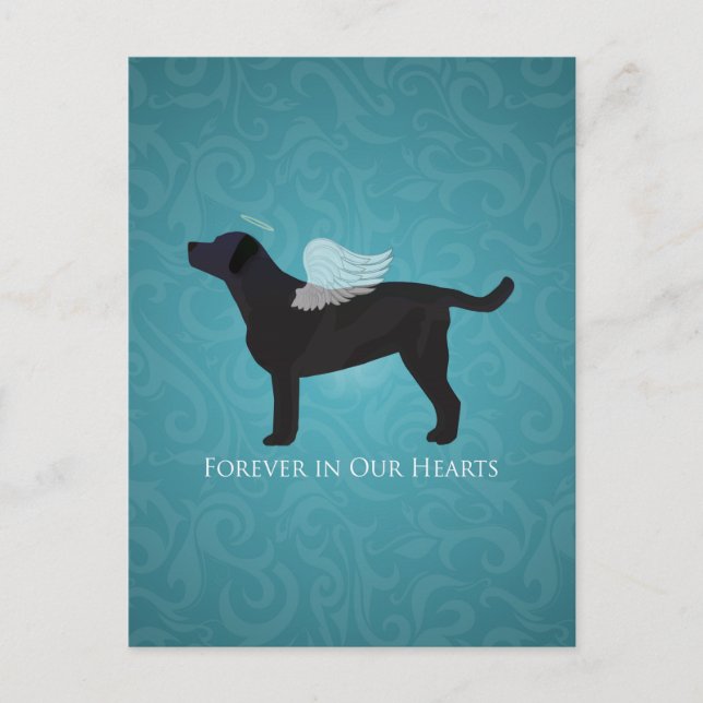 Black Lab Pet Memorial Sympathy Pet Loss Design Postcard (Front)