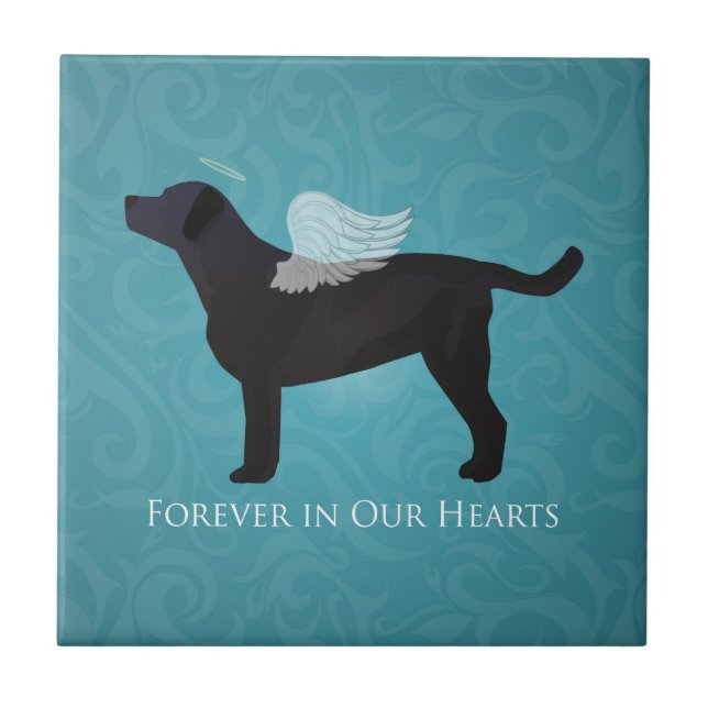 Black Lab Pet Memorial Sympathy Pet Loss Design Tile (Front)