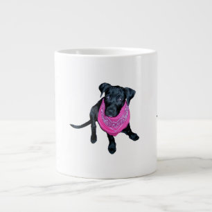 Black Lab Pink Bandana Puppy image Large Coffee Mug