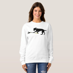 Black Lab Playing Lacrosse Womens Sweatshirt