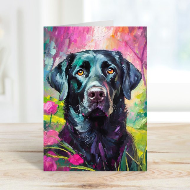 Black Lab Portrait Modern Art Card (Creator Uploaded)