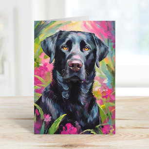 Black Lab Portrait Modern Art Card