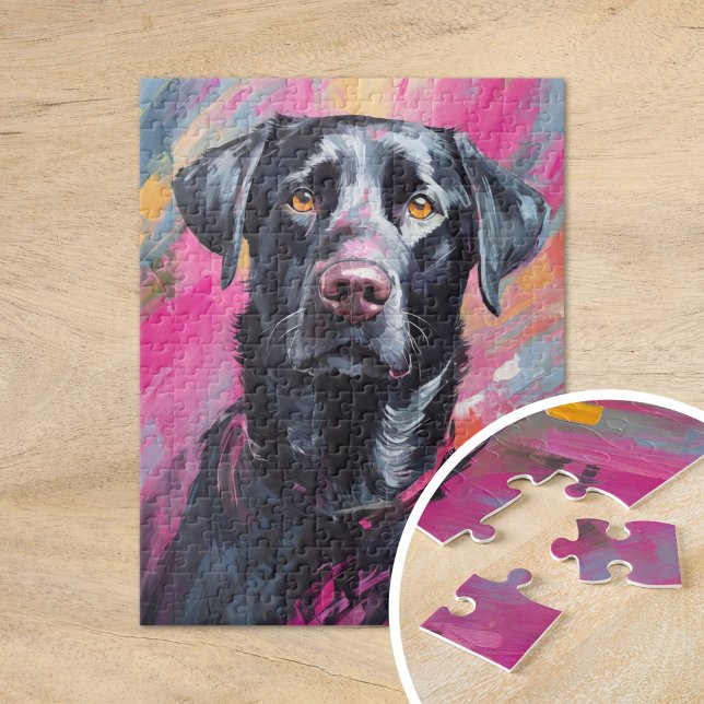 Black Lab Portrait Modern Art Jigsaw Puzzle (Creator Uploaded)