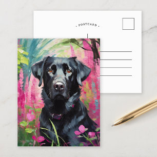 Black Lab Portrait Modern Art Postcard