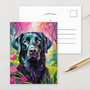 Black Lab Portrait Modern Art Postcard