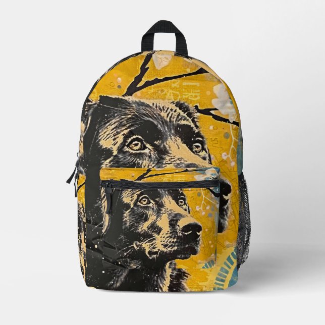 Black Lab Printed Backpack (Front)