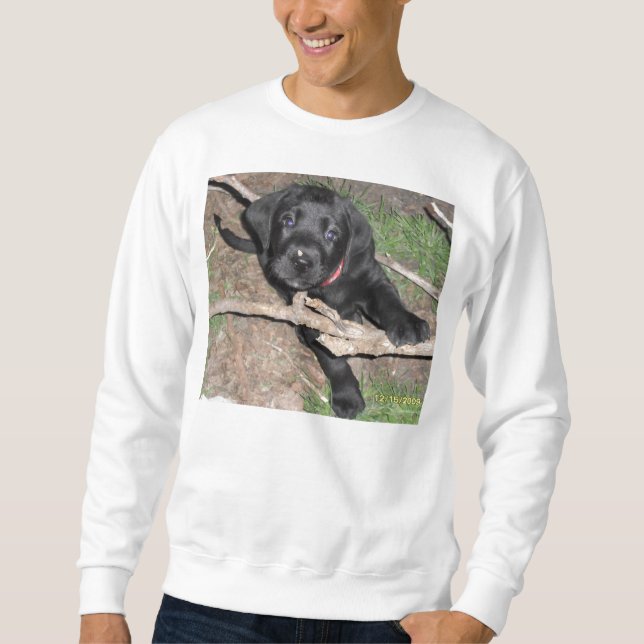 black lab puppy age 6 weeks sweatshirt (Front)