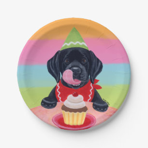 Black Lab Puppy Birthday Cupcake Paper Plates