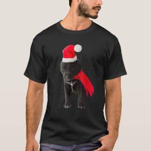 Black Lab Puppy Dog Image Santa Hat Cute Christmas T-Shirt