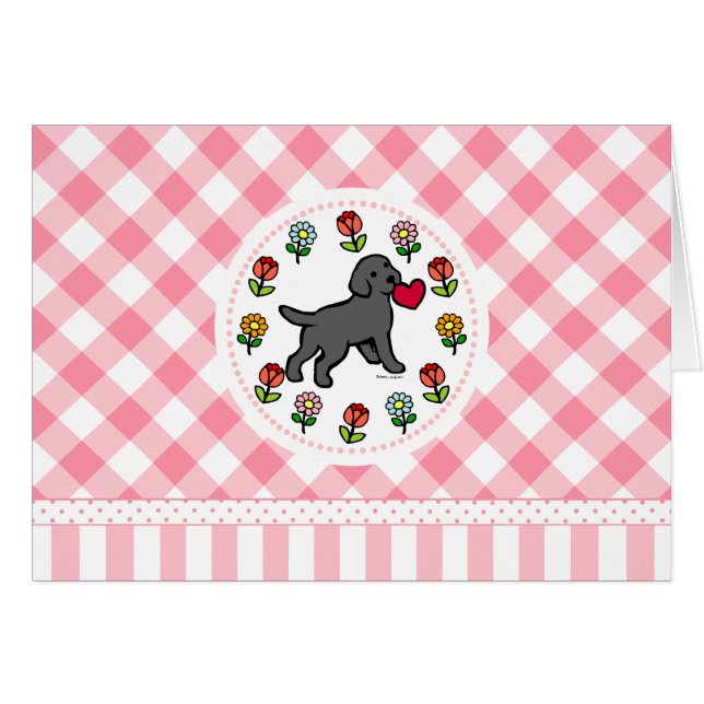 Black Lab Puppy Heart Cartoon Floral (Front Horizontal)