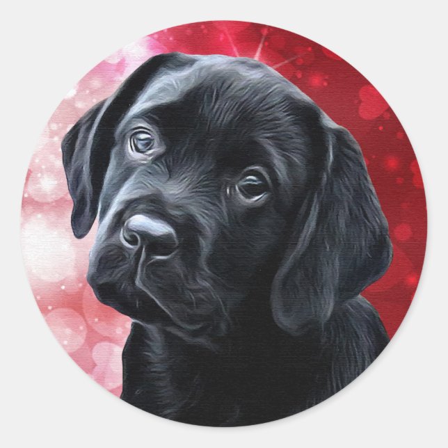 Black Lab Puppy - Labrador - Valentine Puppy Classic Round Sticker (Front)