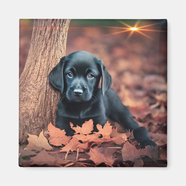 Black Lab Puppy Magnet (Front)