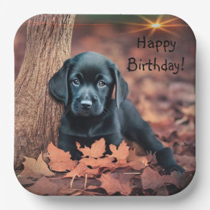 Black Lab Puppy Paper Plate