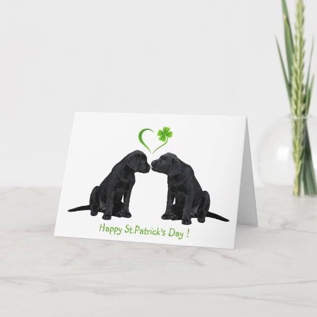 Black Lab Puppy St.Patrick's Day Holiday Card (Front)