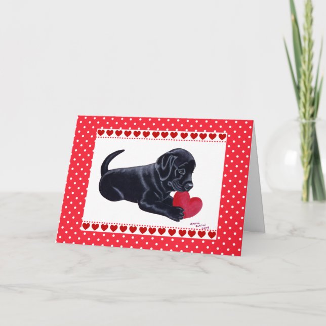Black Lab Puppy Valentine's Day card (Front)