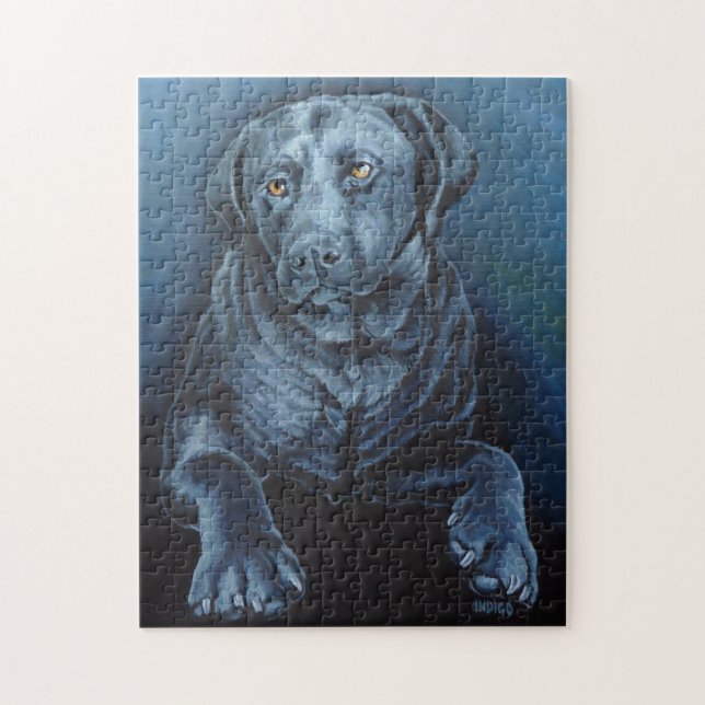 Black Lab Puzzle Personalized Dog Art Puzzles (Vertical)