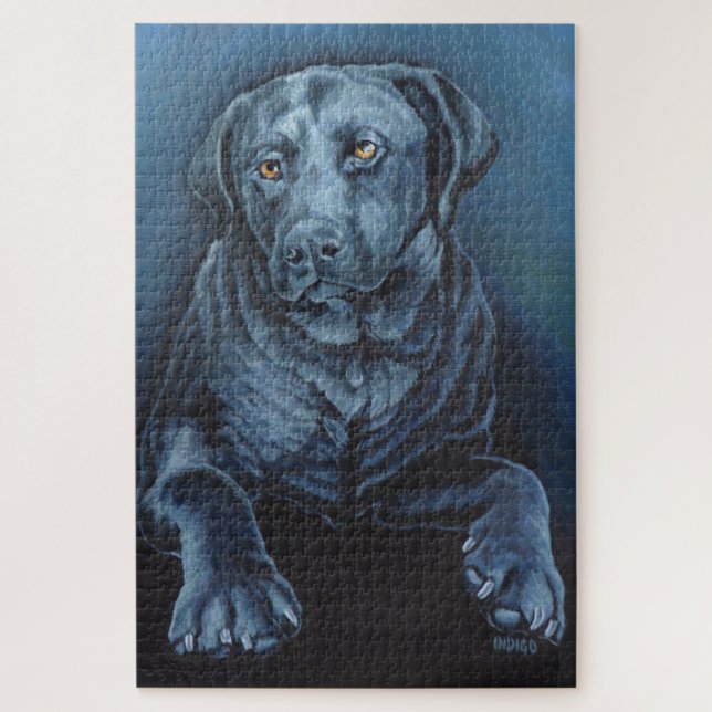 Black Lab Puzzle Personalized Dog Art Puzzles (Vertical)