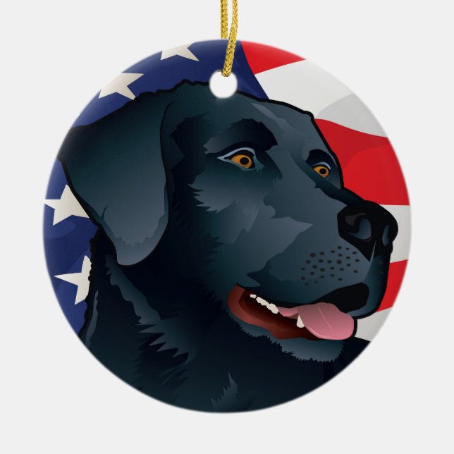 Black Lab Retriever of America Ceramic Ornament (Front)