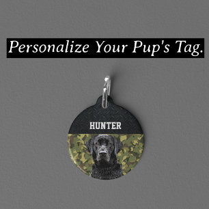 Black Lab Rugged Camo Name Cool Dog Animal Pet Tag