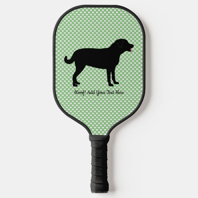 Black Lab Silhouette Personalized Text Pickleball Paddle (Front)