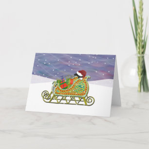 Black Lab Sleigh Hat Gifts Holiday Card